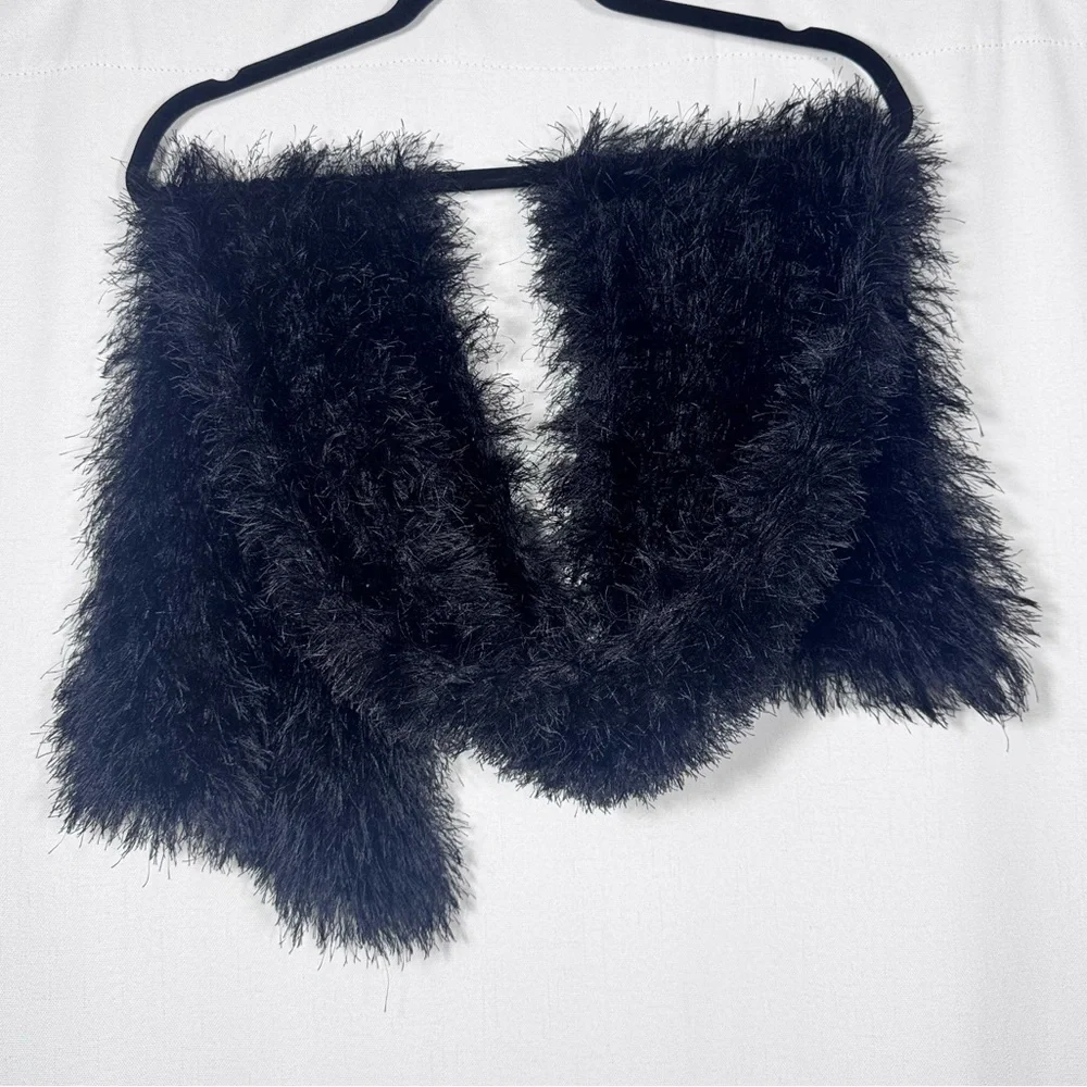 Vintage Style Black Eyelash Knit Scarf